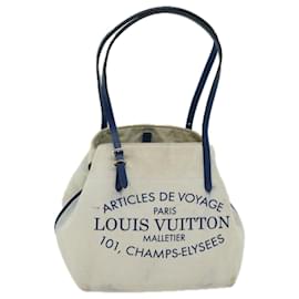 Louis Vuitton-LOUIS VUITTON Cabas PM Tote Bag Canvas Beige Blue LV Auth 66907-Blue,Beige
