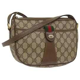 Gucci-GUCCI GG Supreme Web Sherry Line Shoulder Bag Red Beige 89 02 032 Auth ep3508-Red,Beige