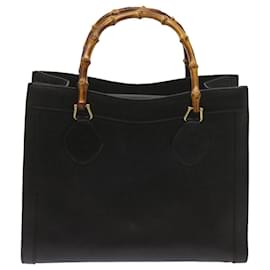 Gucci-GUCCI Bamboo Hand Bag Leather Black 002 0260 Auth ep3499-Black