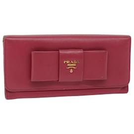 Prada-PRADA Long Wallet Safiano Leather Pink Auth 67548-Pink