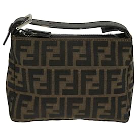 Fendi-FENDI Borsa a mano in tela Zucca Nero Marrone Auth yk10821-Marrone,Nero