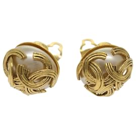 Chanel-CHANEL Earring Gold CC Auth bs12292-Golden