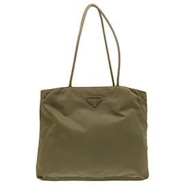 Prada-PRADA Bolso Tote Nylon Khaki Auth 67418-Caqui