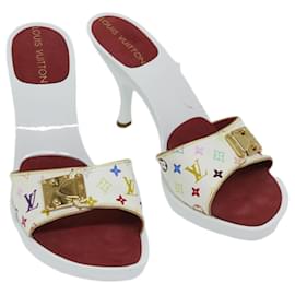 Louis Vuitton-LOUIS VUITTON Monogram Multicolor Open Toe Mule Sandals shoes White Auth am5915-White