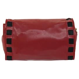 Chanel-CHANEL COCO Mark Ribbon Bolsa de ombro com corrente de pele de cordeiro vermelha CC Auth yk10943-Vermelho