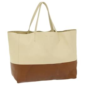Céline-CELINE Horizontal Cabas Tote Bag Leather Beige Brown Auth fm3255-Brown,Beige