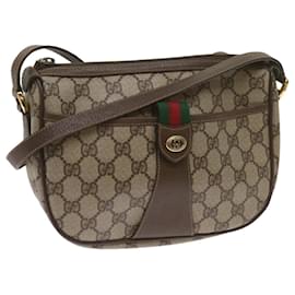 Gucci-GUCCI GG Canvas Web Sherry Line Shoulder Bag Red Beige 89 02 032 Auth yk10871-Red,Beige