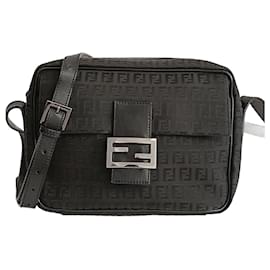 Fendi-Fendi Fendi Camera shoulder bag in black Zucchino canvas-Black