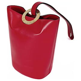 Céline-Céline Bolsa bucket Céline em couro vermelho-Vermelho