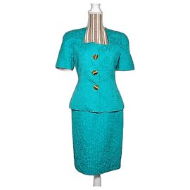 Tailleur vintage azul-turquesa dos anos 80 Guy Laroche Turquesa