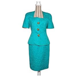 Guy Laroche-Tailleur jupe turquoise vintage des années 80 Guy Laroche-Turquoise