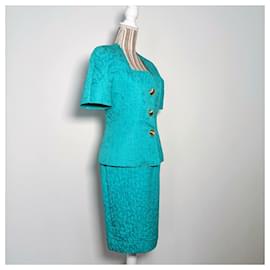 Guy Laroche-Vintage turquoise skirt suit 80s Guy Laroche-Turchese