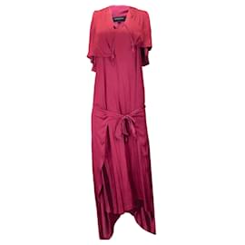 Autre Marque-Barbara Bui Vestido largo de satén sin mangas drapeado color frambuesa-Roja