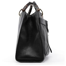 Gucci-GUCCI Handbags Leather Black Bamboo-Black