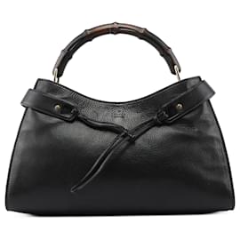 Gucci-GUCCI Bolsas Couro Preto Bambu-Preto