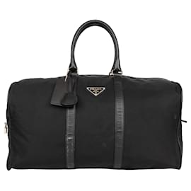 Prada-Prada Black Nylon Triangle Duffle Bag 50-Black