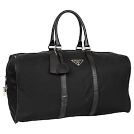 Prada-Prada Black Nylon Triangle Duffle Bag 50-Black