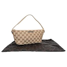 Gucci-Gucci GG Monogram Boat Handbag-Brown