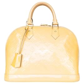 Louis Vuitton-Louis Vuitton Yellow Vernis Monogram Alma PM Handbag-Yellow
