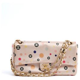 Chanel 2004 Clássico Bolsa de Ombro Rosa de Seda CC de Aba Única Rosa