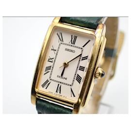 Autre Marque-Reloj Seiko unisex - vintage con pulsera verde-Dorado