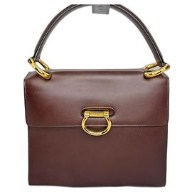 Céline Leather Handbag Dark Red Dark red