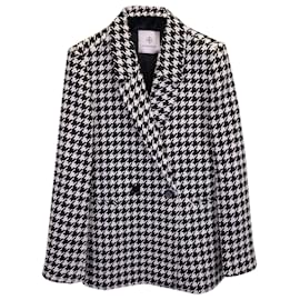 Anine Bing-Anine Bing Houndstooth Double-Breasted Blazer in Multicolor Polyester-White