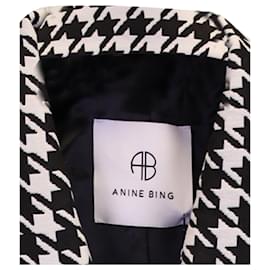 Anine Bing-Anine Bing Houndstooth Double-Breasted Blazer in Multicolor Polyester-White