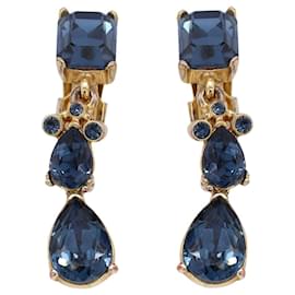 Oscar de la Renta-Oscar De La Renta Crystal-Embellished Clip-On Drop Earrings in Gold Brass-Golden