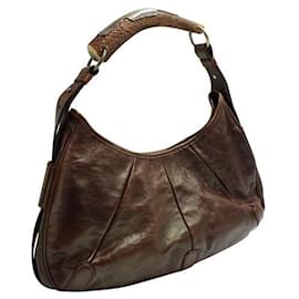 Autre Marque-Saint Laurent Brown Vintage Bag with Wooden Top Handle-Brown