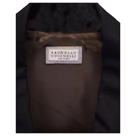 Brunello Cucinelli-Brunello Cucinelli Lightweight Collared Rain Jacket in Charcoal Polyamide-Dark grey