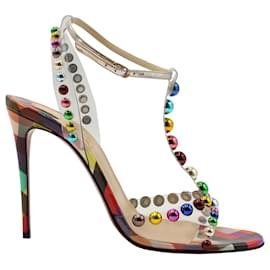 Christian Louboutin-Christian Loubutin Faridaravie 100 Embellished Sandals in Multicolor PVC-Multiple colors