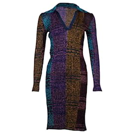 Missoni-Missoni Metallic Ribbed-Knit Dress in Multicolor Viscose-Multiple colors