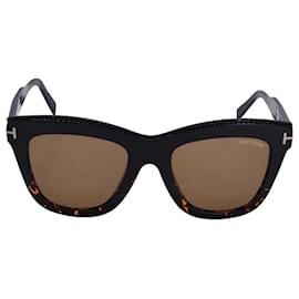 Tom Ford-Tom Ford FT0685 Julie Square Sunglasses in Black Plastic-Brown