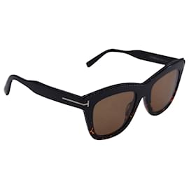 Tom Ford-Tom Ford FT0685 Julie Square Sunglasses in Black Plastic-Brown