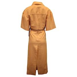 Autre Marque-Christopher Esber Beaded Midi Shirt Dress in Orange Viscose-Orange
