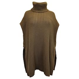 Theory-Theory Knitted Turtleneck Vest in Olive Wool-Green,Olive green