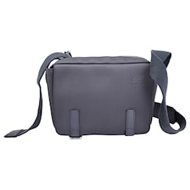 Loewe-Loewe XS Military Messenger Bag in Grey Calfskin Leather-Grey
