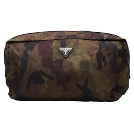 Prada-Prada Tessuto Camouflage Cosmetic Bag Canvas Vanity Bag en bon état-Autre