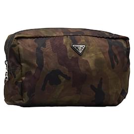 Prada-Prada Tessuto Camouflage Cosmetic Bag Canvas Vanity Bag in Good condition-Other