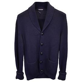 Tom Ford Button-Front Cardigan in Navy Blue Wool Blue Navy blue