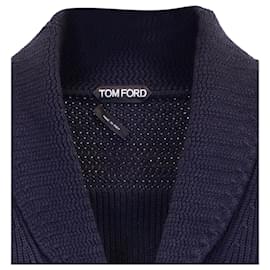 Tom Ford-Cardigan Tom Ford con bottoni sul davanti in lana blu navy-Blu,Blu navy