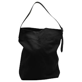 Autre Marque-Black Canvas Hobo Bag with Leather Shoulder Strap-Black