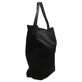 Autre Marque-Hobo-Tasche aus schwarzem Segeltuch mit Schulterriemen aus Leder-Schwarz