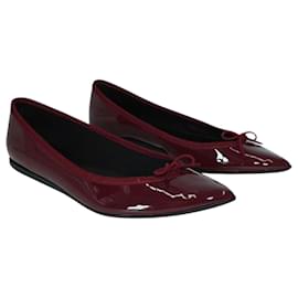 Autre Marque-Burgundy Patent Leather Pointed Toe Flats-Red,Dark red