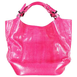 Autre Marque-Bolsa de couro Python rosa-Rosa