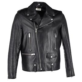 Giacca biker Saint Laurent in pelle nera Nero