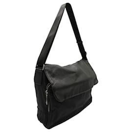 Autre Marque-Fabric and Leather Laptop Bag-Black