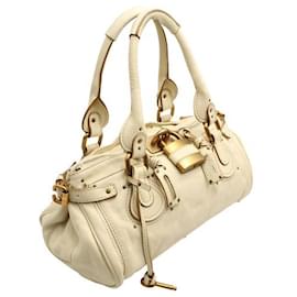 Autre Marque-Cream Calf Leather Paddington Handbag-White,Cream