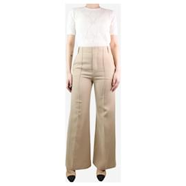 Chloé-Neutral wide-leg wool trousers - size UK 8-Other